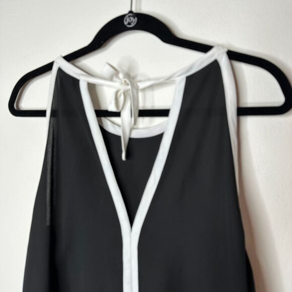 FATE Black & White Lined Stripe Tie Side Back Flowy Halter Blouse Top Small - Picture 7 of 12